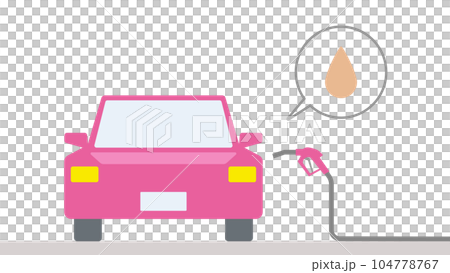 ガソリン自動車が給油する様子を正面から描いたイラスト ガソリン自動車が給油する様子を正面から描いたイラスト 104778767