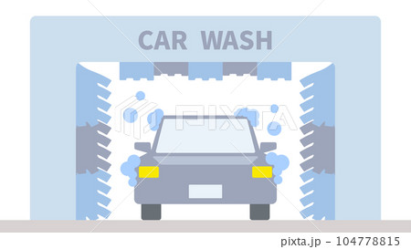 洗車機で車を洗車しているイラスト 104778815