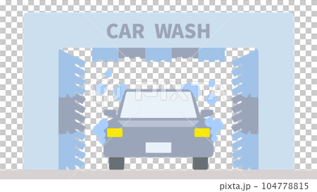 Illustration washing a car with a car wash machine 104778815