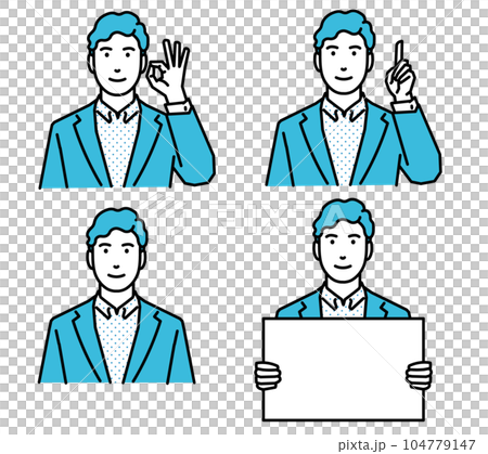 帶有指向白色面板的人形圖標 104779147