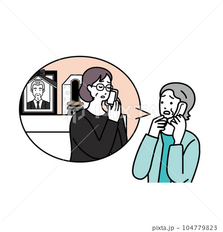 亡くなったことを伝える喪主のシンプルなイラスト 104779823
