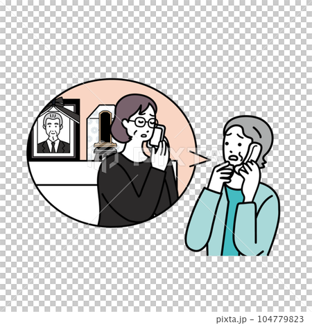 亡くなったことを伝える喪主のシンプルなイラスト 104779823