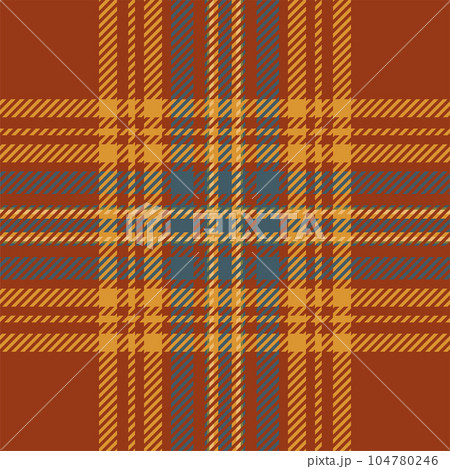 Plaid check pattern in orange and red colors. Seamless fabric texture. Tartan textile print. 104780246