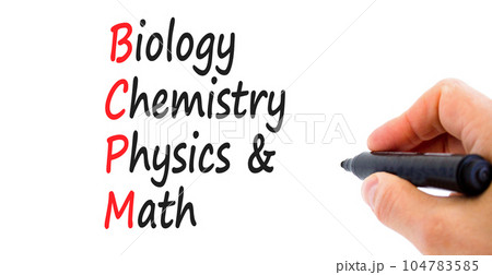 BCPM biology chemistry physics math symbol. Concept words BCPM biology chemistry physics math on white paper on beautiful white background. Business BCPM biology chemistry physics math concept. BCPM biology chemistry physics math symbol. Concept words BCPM biology chemistry physics math on white paper on beautiful white background. Business BCPM biology chemistry physics math concept. 104783585