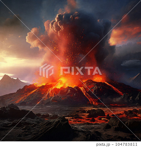 Volcano eruption. Generative AI Volcano eruption. Generative AI 104783811