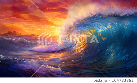 Sunset over the sea,panorama . AI Generative Sunset over the sea,panorama . AI Generative 104783863