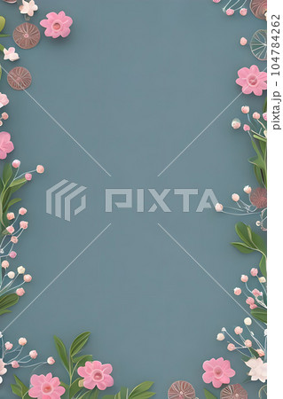 Colorful simple floral decoration, tiny flower illustration, background template, creative arrangement of nature and flowers. Good for banner, wedding card invitation draft, design element, and other. 104784262