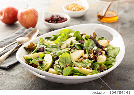 Fall salad with spring mix, apple and cranberry 104784541