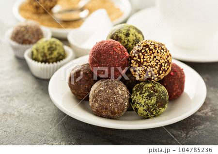 Healthy truffles with dates and nuts Healthy truffles with dates and nuts 104785236