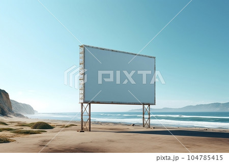 Mock up white outdoor advertising poster on the beach 104785415