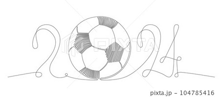 European international football championship symbol 2024 in Germany. Vector stock continues line ball illustration isolated on white background. Editable stroke single line. EPS10 104785416