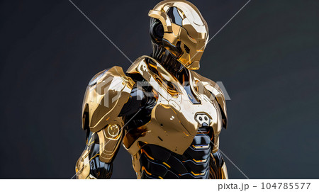 futuristic robot made of gold and precious metal, made with Generative AI 104785577