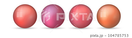 Set with glass colorful balls. Glossy realistic ball, 3D abstract vector illustration highlighted on a white background. Big metal bubble with shadow 104785753