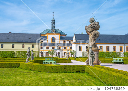 Herbal gardens of Kuks baroque hospital complex on sunny summer day, Czech Republic 104786869
