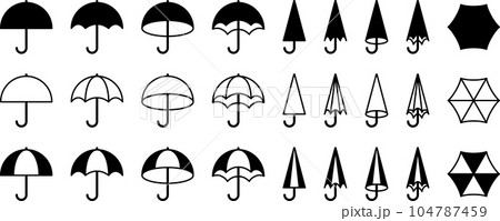 モノクロの傘のベクターイラストセット 104787459
