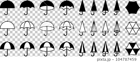 モノクロの傘のベクターイラストセット 104787459