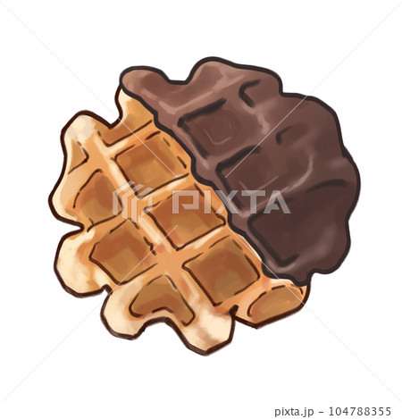 チョコレートがかかったワッフルのイラスト素材 [104788355] - PIXTA