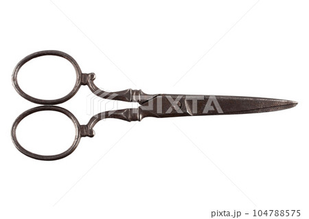 Vintage embroidery scissors isolated on white Vintage embroidery scissors isolated on white 104788575