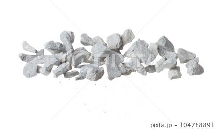 Rock gravel fly explosion fall, gray stone pebbles rock explode abstract cloud fly. Construction rock stone splash in air, object design. White background isolated freeze shot, selective focus blur Rock gravel fly explosion fall, gray stone pebbles rock explode abstract cloud fly. Construction rock stone splash in air, object design. White background isolated freeze shot, selective focus blur 104788891
