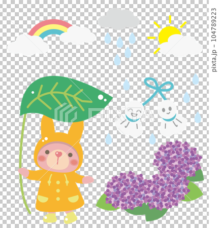 一隻兔子在雨天行走 104789223