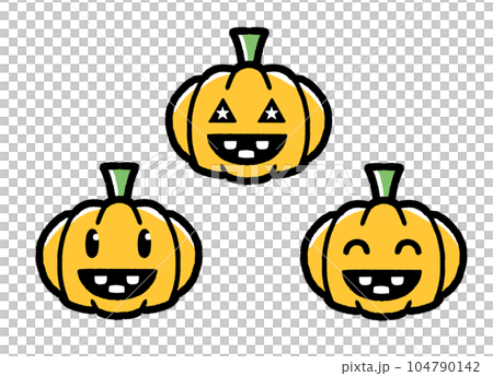 Halloween pumpkin _ icons with various expressions _ simple hand-drawn style Halloween pumpkin _ icons with various expressions _ simple hand-drawn style 104790142