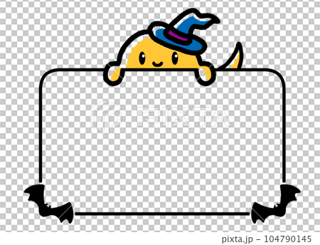 ハロウィンのカラーおばけの吹き出し／シンプルな線画の手書きフレーム 104790145