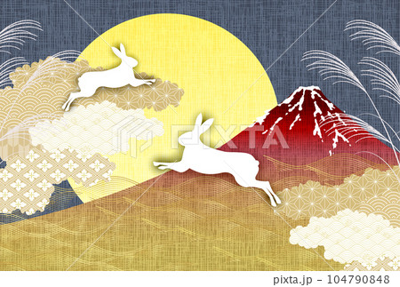 富士山 月見 十五夜 満月 背景 富士山 月見 十五夜 満月 背景 104790848