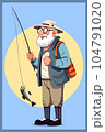 Vector Illustration, Grandpa Fishing, isolated 104791020