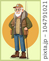 Vector Illustration, Grandpa Fishing, isolated 104791021