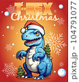 Vector Illustration, Dinosaur T-Rex Christmas Cartoon Character 104791077