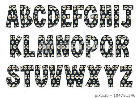 Adorable Handcrafted White Skull Font Set 104791346