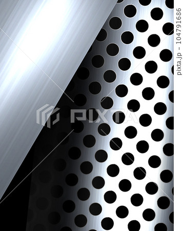 ブラックを背景にシルバーのパンチングメタルとメタル ブラックを背景にシルバーのパンチングメタルとメタル 104791686