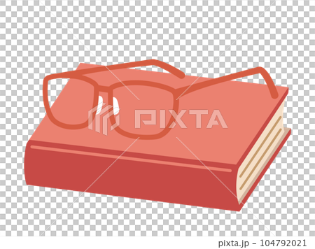 想像閱讀一本書和眼鏡的插圖 想像閱讀一本書和眼鏡的插圖 104792021