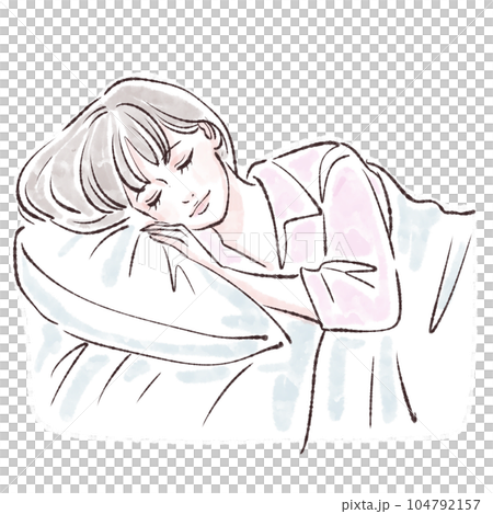 Sleep / sleep / sleep / bed / rest / sleepy / pillow / dream / insomnia / good sleep / good night / snoring / trouble / dream / illustration of a woman 104792157