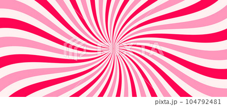Spinning radial lines background. Pink curved sunburst wallpaper. Abstract warped sun rays and beams comic texture. Vintage summer backdrop for posters, banners, templates. Vector illustration 104792481