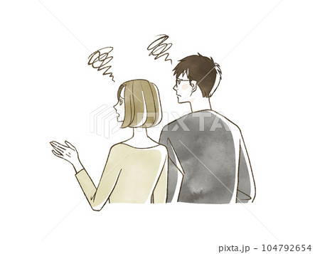 困っている男女 104792654