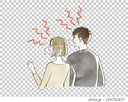 怒っている男女 104792657
