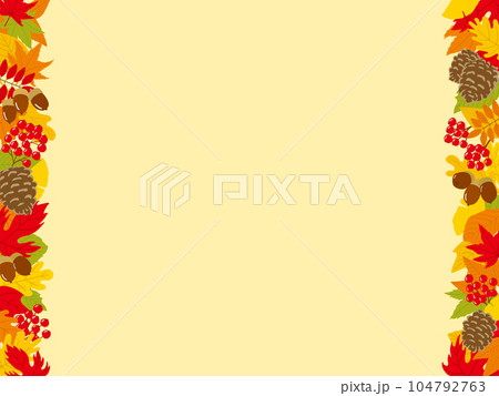 秋の葉っぱと木の実でできたバナーフレーム　320×240　4:3 104792763