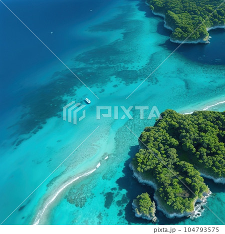 aerial view of tropical island with coconut palm tree 104793575