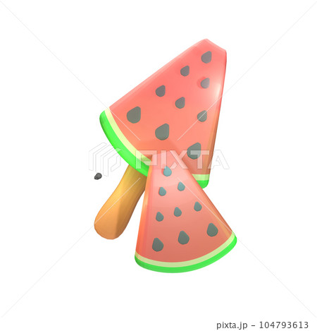 3D summer watermelon icon rendered isolated on the transparent background 104793613
