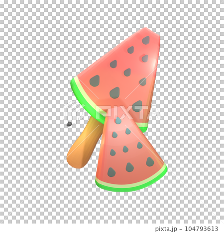 3D summer watermelon icon rendered isolated on the transparent background 104793613