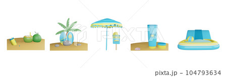 3D icon summer collection rendered isolated on the transparent background 104793634