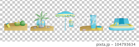 3D icon summer collection rendered isolated on the transparent background 104793634