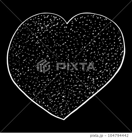 White Heart Drawn by Colored Pencil. Heart Shape Isolated on Black Background. 104794442