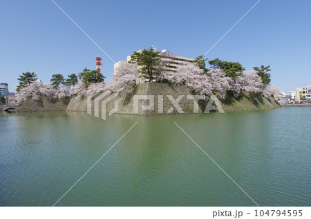 春の福井城跡と福井県庁 104794595