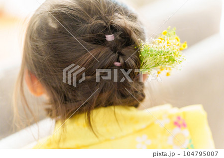 七五三の着物を着た女の子の後ろ姿 七五三の着物を着た女の子の後ろ姿 104795007