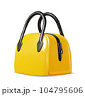 Yellow woman fashion handbag with black handles. 3d Vector realistic illustration 104795606
