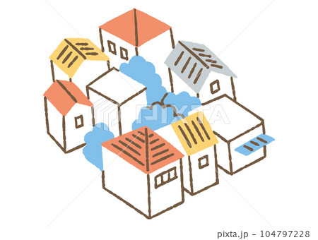 密集している住宅地_色 密集している住宅地_色 104797228