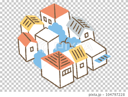 密集している住宅地_色 密集している住宅地_色 104797228