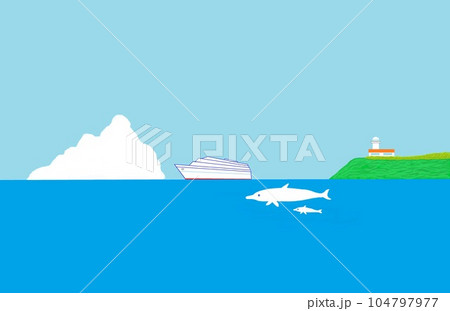 夏の海とクルーズ船 104797977